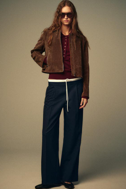 ZARA БРЮКИ С ШИРОКИМ ДВОЙНЫМ ПОЯСОМ, СИНИЙ