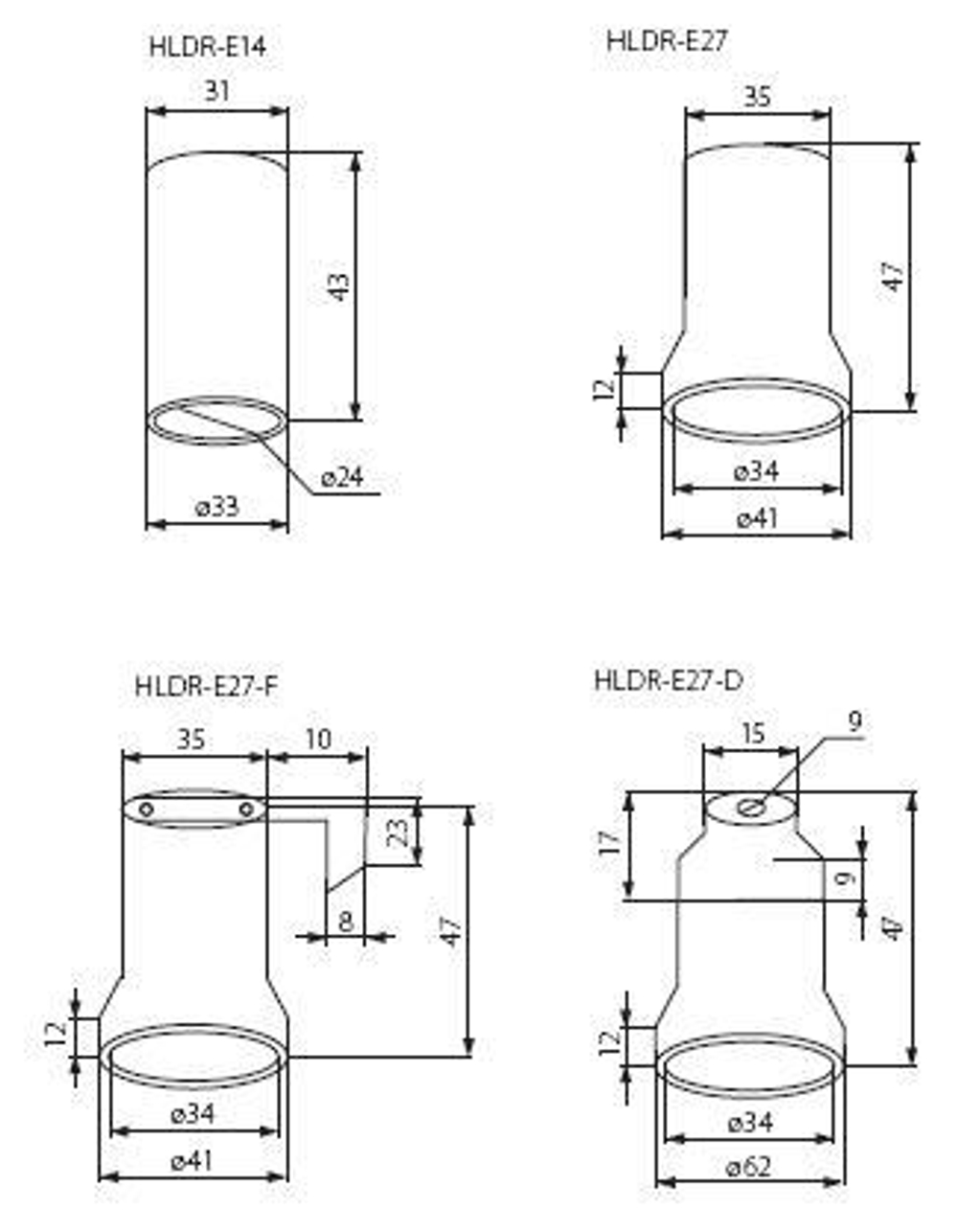 Патрон для лампочки KANLUX HLDR E14-F