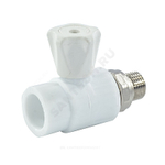 Кран шаровой PP-R белый Дн 20х1/2" НР прямой для радиатора VALFEX 10149020