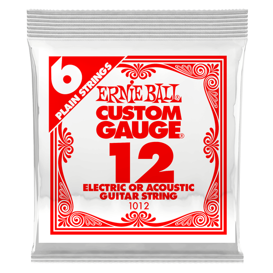 Струна одиночная для акустической и электрогитары ERNIE BALL 1012 Plain Steel .012