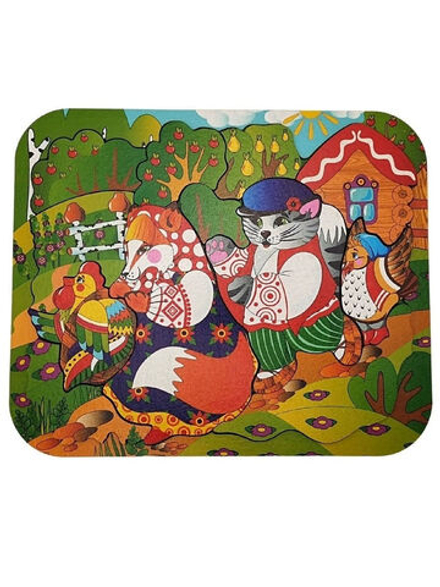 Деревянный пазл "Кот, Петух и Лиса"