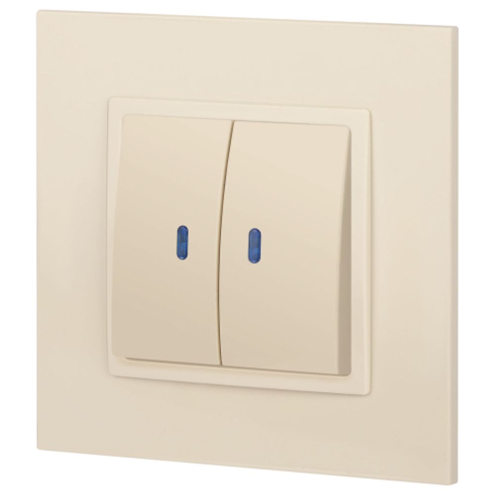 14-1105-02 ЭРА Выключатель двойной с подсветкой, 10АХ-250В, IP20, Эра Elegance, сл.кость | Elegance Слоновая кость