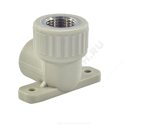 Угольник PP-R комбинированный серый Дн 25х1/2" ВР с креплением VALFEX 10120025Г