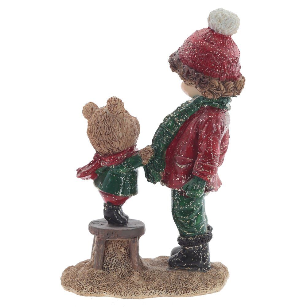 GAEM Фигурка декоративная "Мальчик и медвежонок", L8,5 W5 H13,5 см