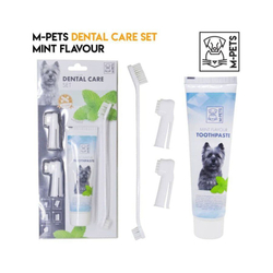 Набор для ухода за зубами собак M-Pets Mint Flavour Toothpaste (Паста со вкусом мяты100мл, зубная щетка двухсторонняя, 2 щетки-напальчник)