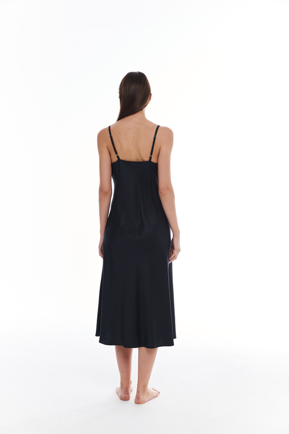 Сорочка из тенселя 85см черная в 44 размере