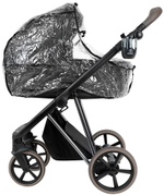 Детская коляска Roan Sol Vintage Luxury 2.0 3 в 1 с автокреслом Tutis Elo Lux EduSky Black PIX/55/D Pixel/Dark/Nickel/руч.Cappuccino
