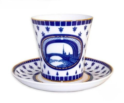 Бокал с блюдцем ф. Ленинградский рис. Эрмитажный мост арт. 81.27421.00.1