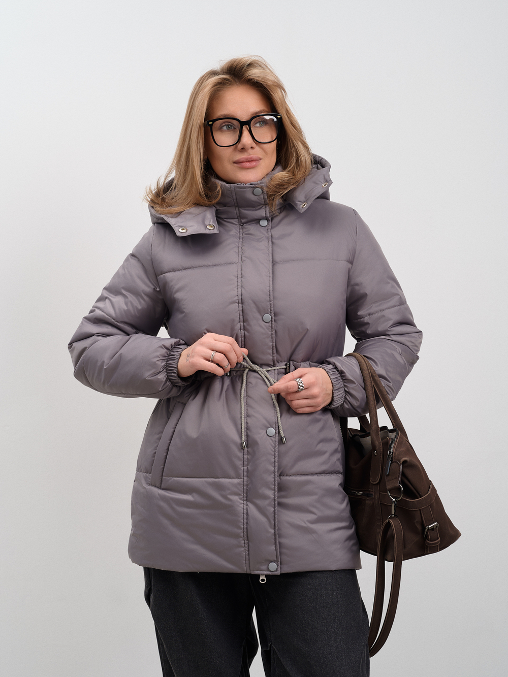 Парка женская демисезонная "Апрель" серый