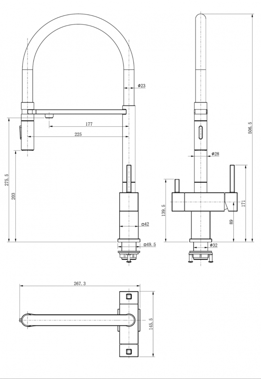 Смеситель для кухни под фильтр на магните GROCENBERG GB4098BL (Kerox Венгрия)