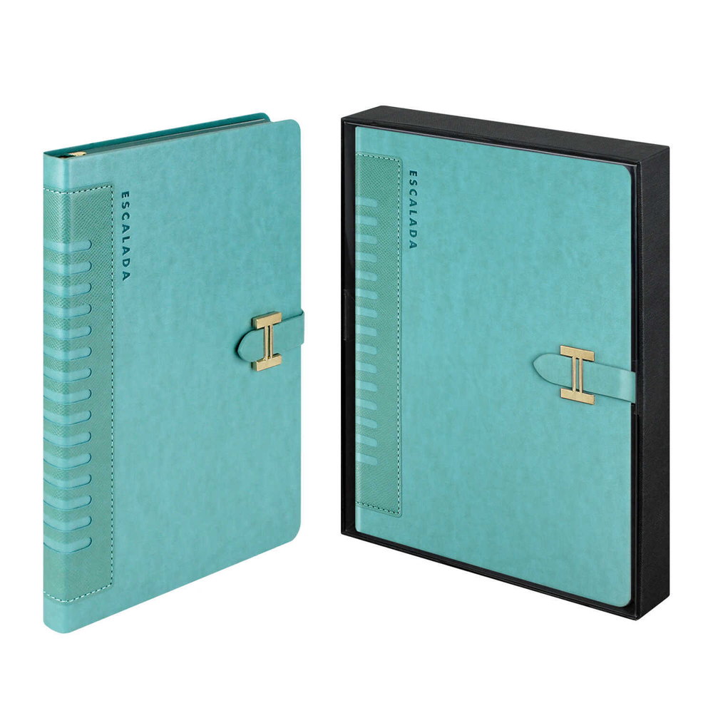 Ежедневник недатированный ESCALADA, А5+, 160 л., арт. 70580/ 10 ПРИСТИН МЯТНЫЙ (кожзам: 175x245 мм, твёрдый переплёт, материал обложки: искусственная кожа "Пристин", искусственная кожа "Снейк"; способ крепления блока: ниткошвейный; декор: блинтовое т