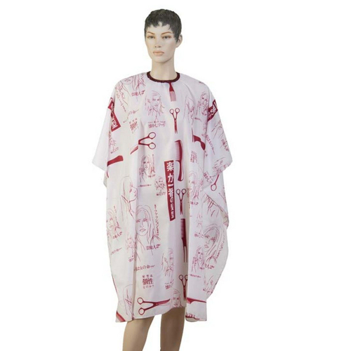 DEWAL Пеньюар для стрижки "Ножницы" AP-89-A-31 (бордово-белый) 1 шт