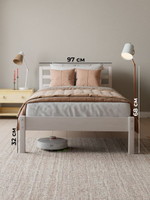 Кровать односпальная 90х200 Тарва из сосны с настилом, белая