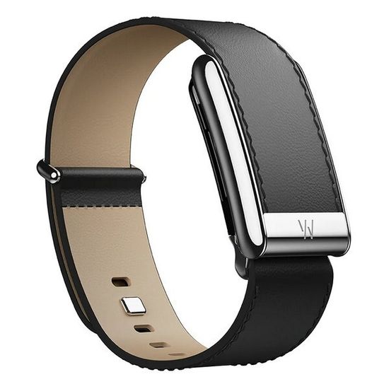 Кожаный люксовый ремешок для Whoop 5.0 LeatherLuxe Straight Band Black/Cream with Titanium