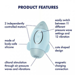 Стимулятор клитора с воздушной стимуляцией и вибрацией Satisfyer Mission Control (голубой)