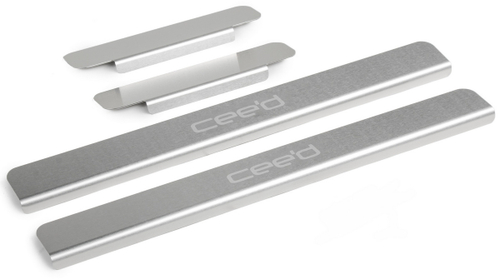 Накладки на пороги Rival для Kia Ceed III хэтчбек, универсал 2018-2021, нерж. сталь, с надписью, 4 шт., NP.2813.3