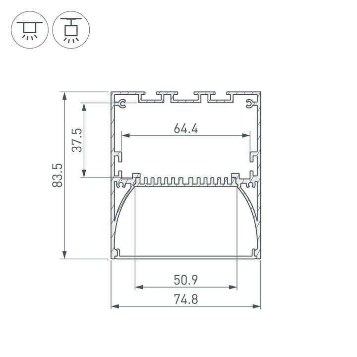 Профиль Arlight ARH-Power-W75-2000 Anod 036349