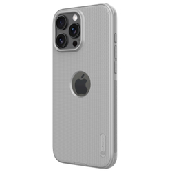 Чехол серого цвета (Titanium Gray) с вырезом под лого от Nillkin для iPhone 16 Pro, серия Super Frosted Shield Pro