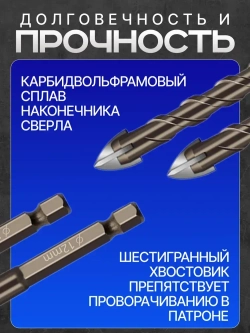 Сверло копьевидное по керамике и стеклу диаметр 6мм (2шт)