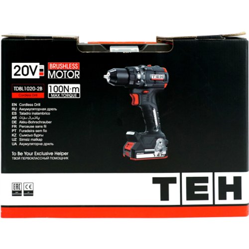 Дрель аккумуляторная 20V TEH TDBL1020-2B