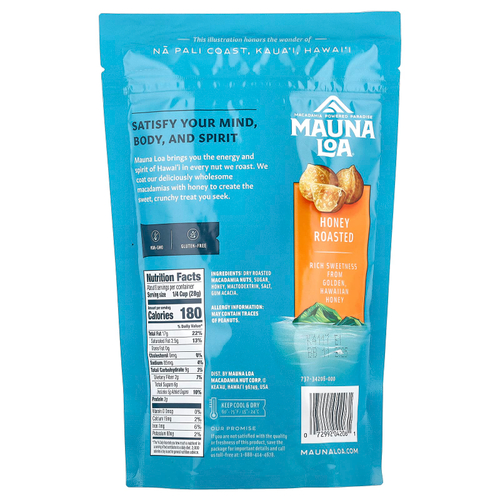 Mauna Loa, Dry Roasted Macadamias, обжаренный с медом, 226 г (8 унций)
