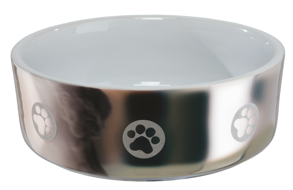 Миска для собак Trixie Ceramic Bowl L, размер 19см., серебряный / белый