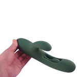 Зеленый вибратор-кролик 26см с подвижным язычком Amovibe Zenora Rabbit Vibrator Green