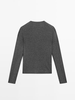 Massimo Dutti Кардиган из смесовой шерсти в рубчик, серый