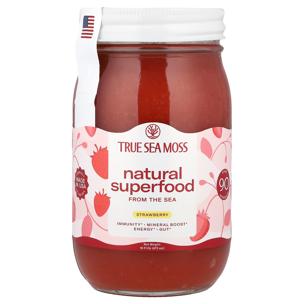 True Sea Moss, натуральный суперфуд, из морских водорослей, клубника, 473 г (16 жидк. унций)