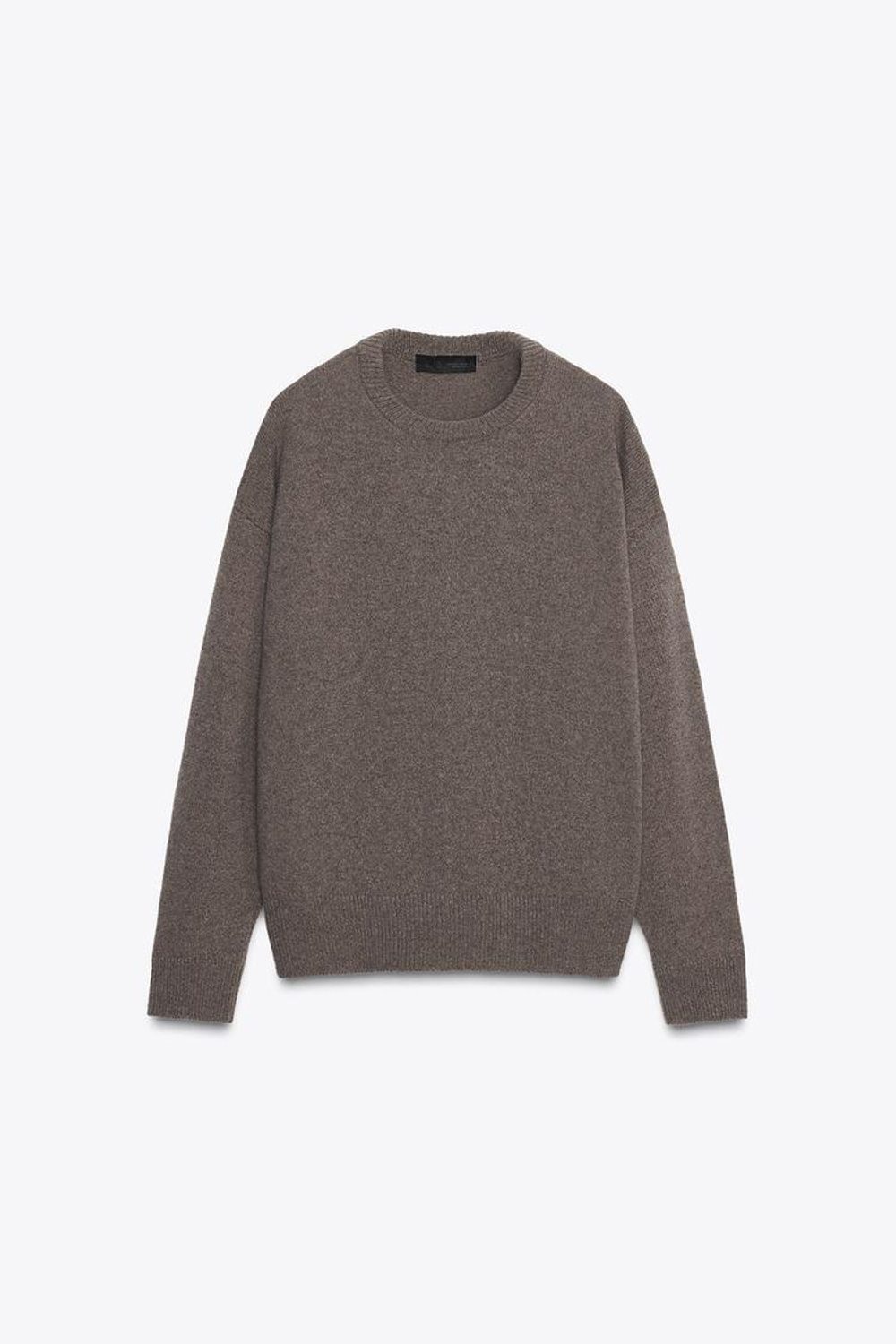 ZARA ДЖЕМПЕР ИЗ КАШЕМИРА И ШЕРСТИ С ДЛИННЫМИ РУКАВАМИ, СЕРО-КОРИЧНЕВЫЙ