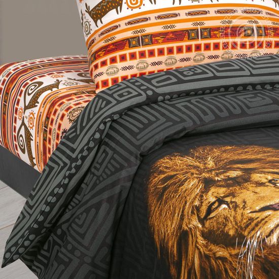 Двуспальный с европростынёй комплект постельного белья Львиное сердце DE LUXE поплин наволочки 70x70 см