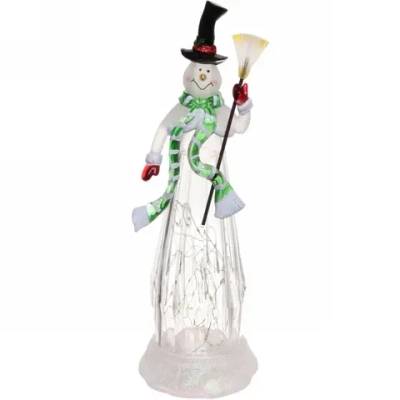 Сувенир с подсветкой «Снеговик с метлой» 34*11 см