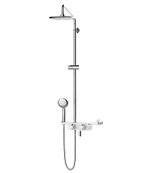 Термостатический смeситель для ванны и душа с регулируемой высотой штанги, поворотным изливом и верхней душевой лейкой "Тропический дождь" LEMARK TROPIC – LM7008C