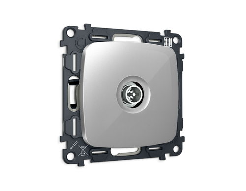 MO413005 Комплект механизма TV розетки оконечной экранированной 5-1000MHz 3dB OMEGA Серебро глянец QUANT (OP4130, VM199)