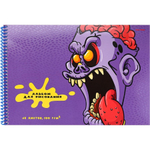 Альбом для рисования А4 48л. Проф-Пресс, спираль, целлюлозный картон, твин-лак, блок офсет, 100г/м2, 2 диза. в спайке "Крик монстра"