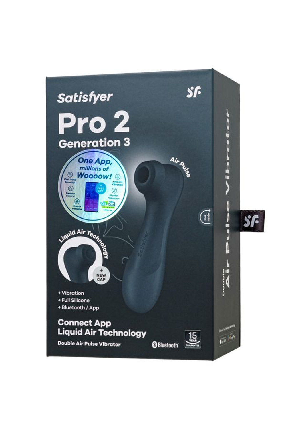 Вакуумный стимулятор клитора Satisfyer Pro 2 Generation 3 с приложением, чёрный