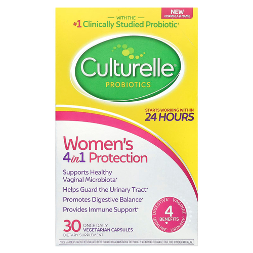 Culturelle, Пробиотики, защита 4 в 1 для женщин, 30 вегетарианских капсул для приема один раз в день