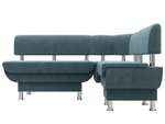 Диван кухонный угловой Альфа правый угол, Бирюзовый, Велюр, 116692
