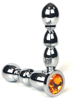 Серебристая анальная ёлочка с оранжевым кристаллом - 13 см. (Цвет: оранжевый)