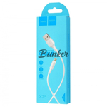 Кабель USB-8pin Hoco X25, белый пластик штекер, 1м, круглый белый ПВХ