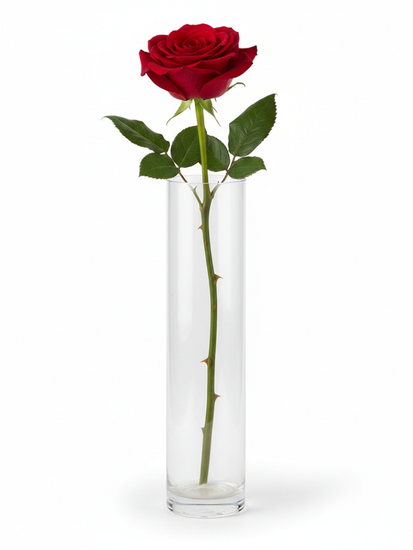 Ваза колба для цветов 6х25 см. стеклянная