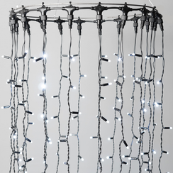 Светодиодный занавес 2*3 м., 600 LED, холодный белый, статика, черный провод каучук, LTC (ECO602-1-2W)