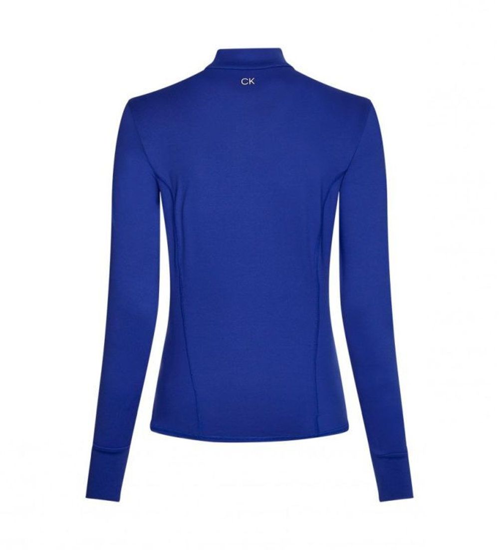 Женская футболка теннисная (dł. Рукава) Calvin Klein WO 1/4 Zip LS Top - clematis blue