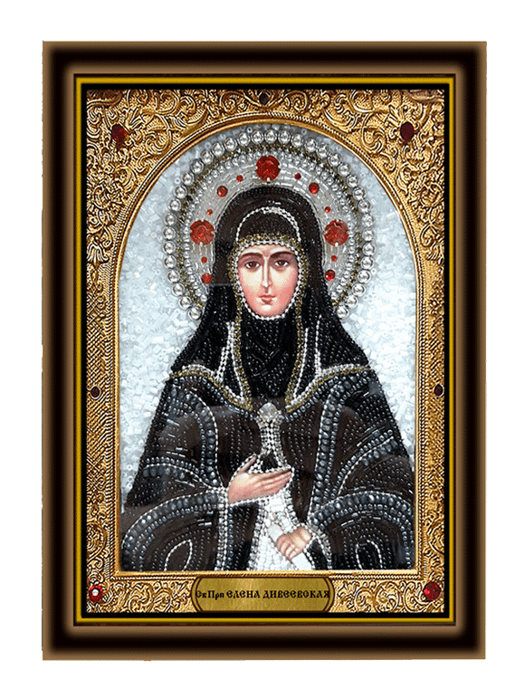Святая преподобная Елена Дивеевская, в киоте