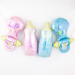 Шар (33"/84 см) Фигура, Бутылочка для малыша (звездочки), Голубой