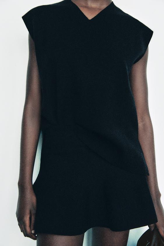 ZARA ТОП С РАЗРЕЗАМИ, ЧЕРНЫЙ