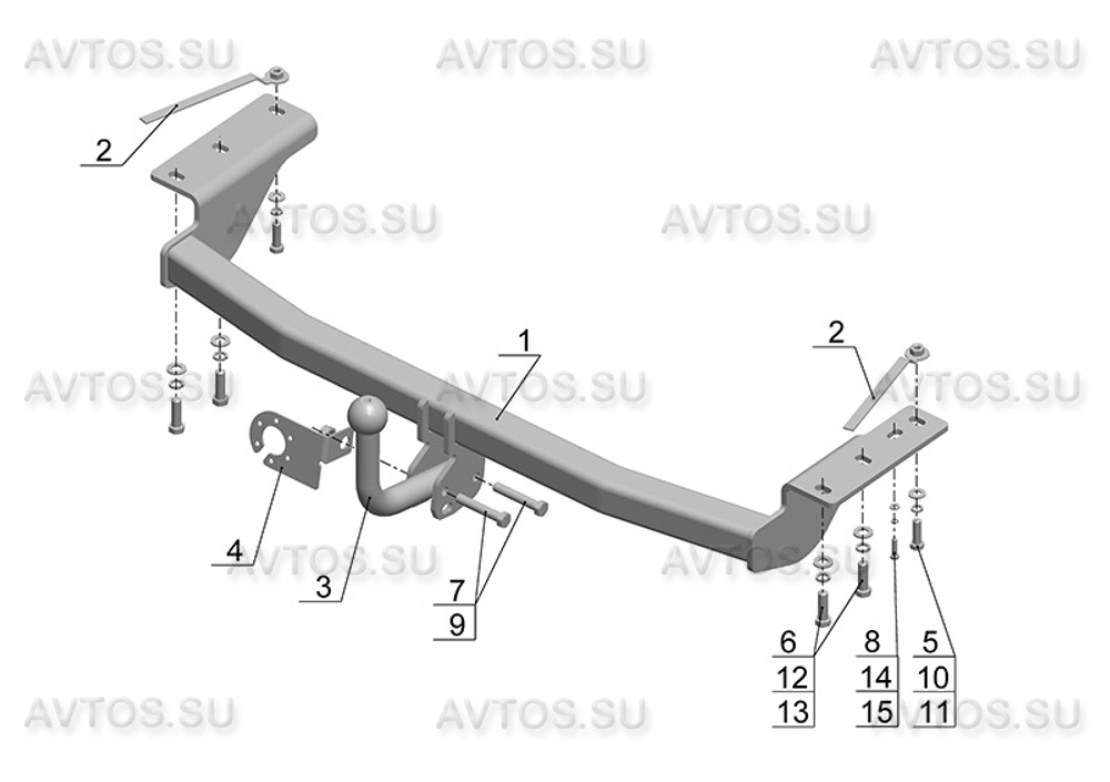 Фаркоп Avtos на TOYOTA COROLLA E12 (2002-2007)(паспорт и сертификат в комплекте)(без электрики)TY 30