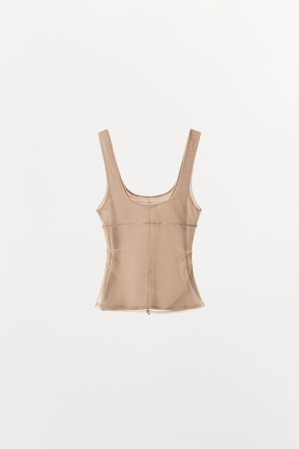 ZARA ТОП ИЗ ПОЛУПРОЗРАЧНОЙ ТКАНИ С ДЕКОРАТИВНОЙ СТРОЧКОЙ, ТЕЛЕСНО-РОЗОВЫЙ
