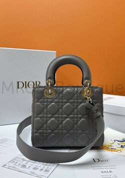Женская сумка Lady Dior My ABC квадратная темно-серого цвета