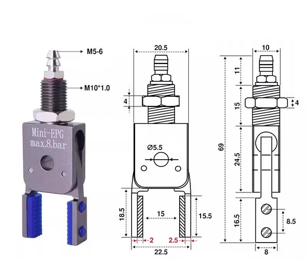 Mini-epg flat shape (clamping range: 0-13mm) without detection